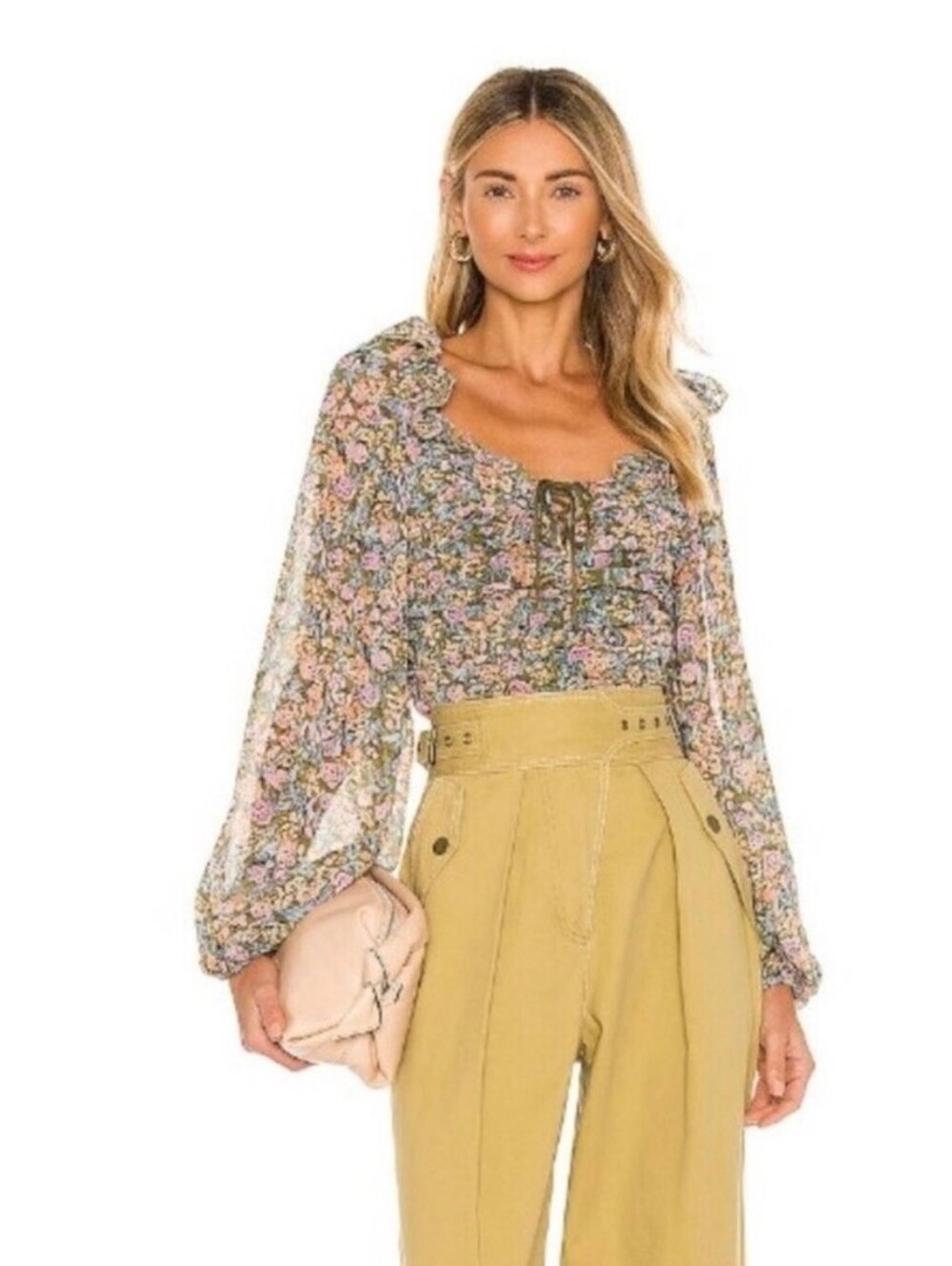 Free People Mabel Printed Blouse in Garden Combo Size L